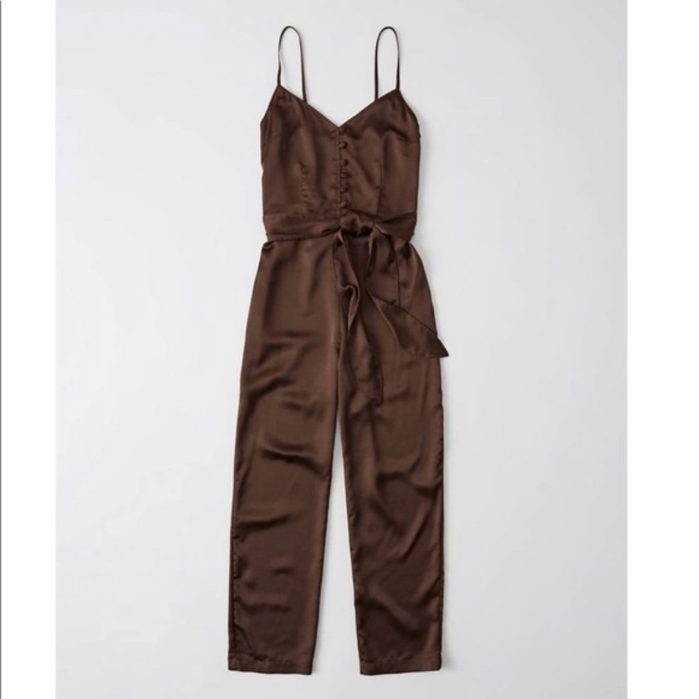 Abercrombie & Fitch Button Front Satin Jumpsuit XS - Picture 3 of 6